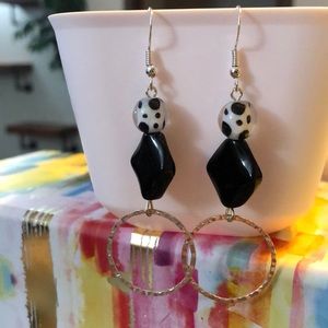 Dalmatian Earrings / Black & White / Polka Dot